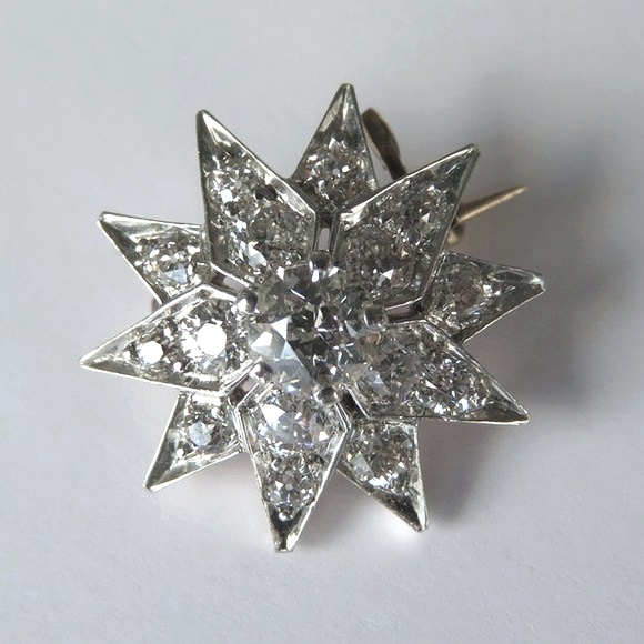 TIFFANY Antique Diamond Star Brooch - Picture 1 of 17
